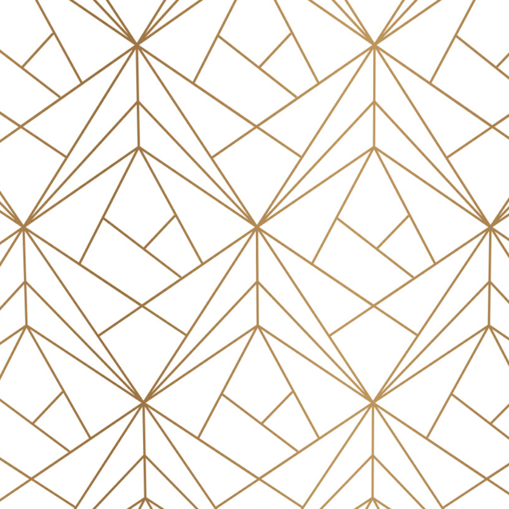 white and gold geometric shape photo booth tension backdrop