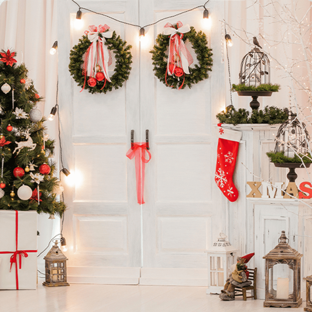 holiday scene tension photo booth backdrop