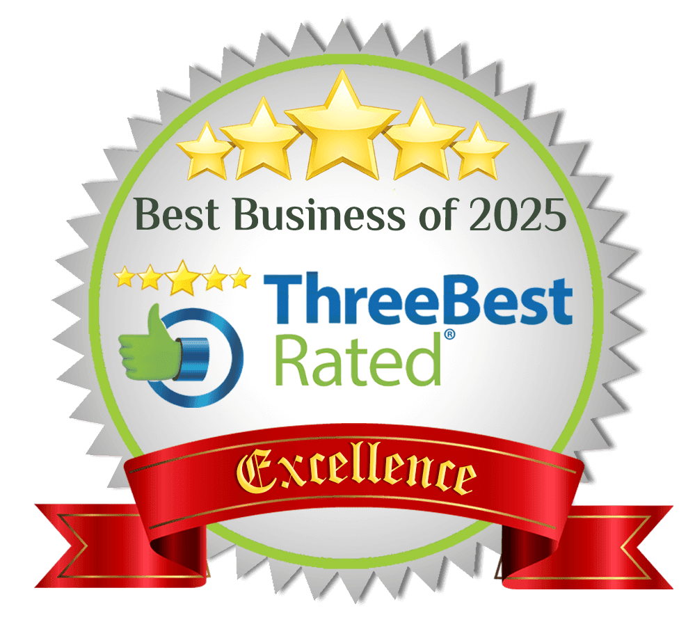 best business of 2025 badge from three best rated