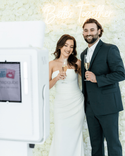 wedding photo booth rental with bride and groom