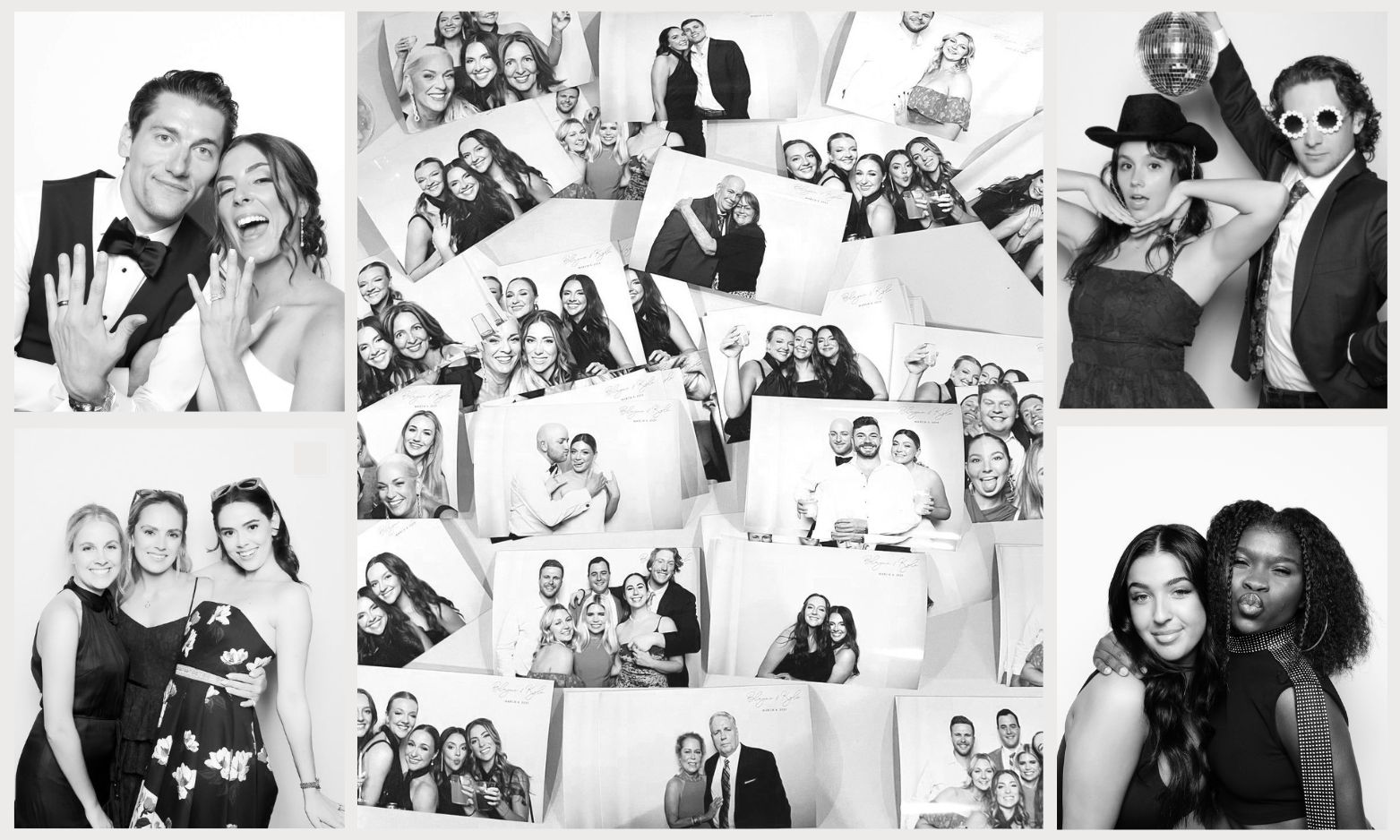 glam-booth-collage-500x300 (1) collage of black and white photos from glam photo booth rental